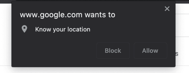 Google asks for location
